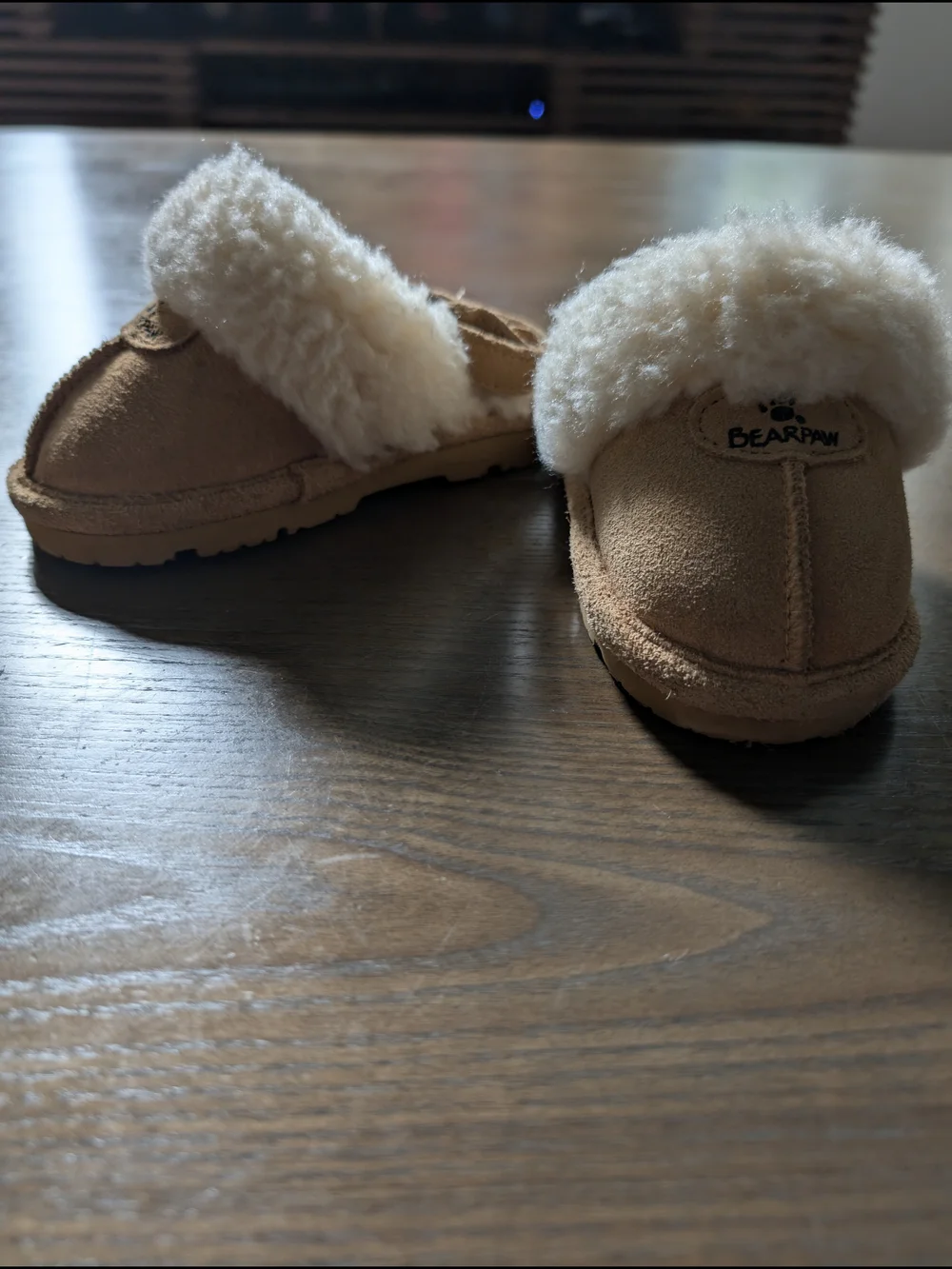 BearPaw Kids Tan Suede Shearling Slippers